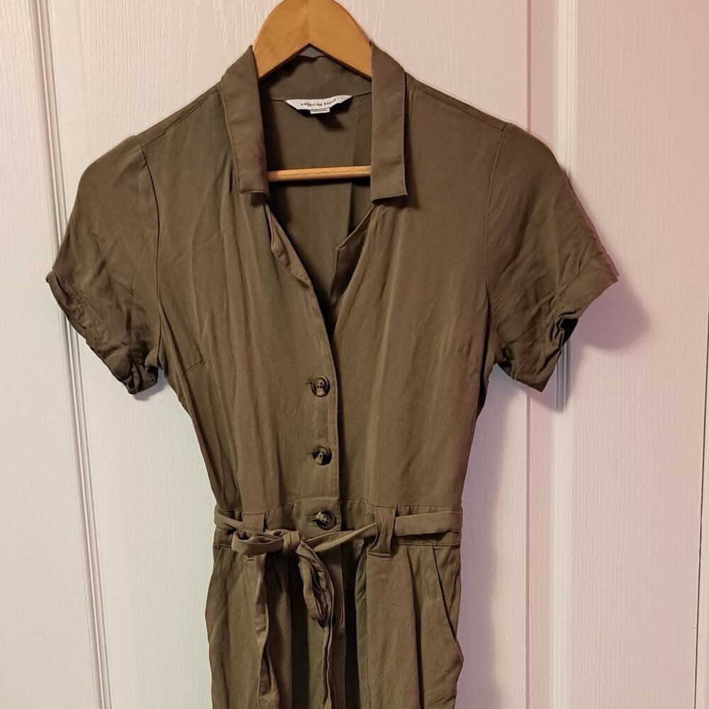 Khaki belted Jumpsuit